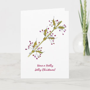 Cartes Pour Fêtes Annuelles Noël gai de houx naturel de Noël