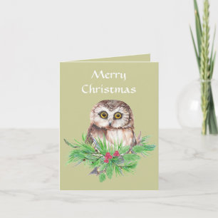 Cartes Pour Fêtes Annuelles Noël Général Mignonne Petite Chouette, Oiseaux Sal