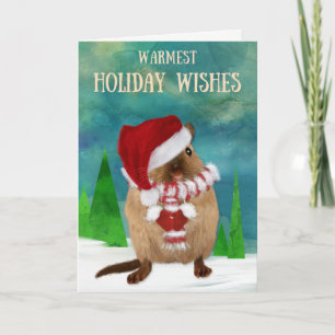 Cartes Pour Fêtes Annuelles Noël Gerbil Santa Hat en Scène d'hiver