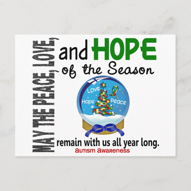 Cartes Pour Fêtes Annuelles Noël Globe des neiges 1 Autisme (Devant)