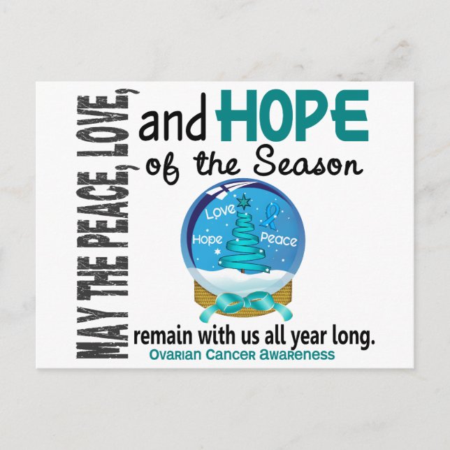 Cartes Pour Fêtes Annuelles Noël Globe des neiges 1 Cancer de l'ovaire (Devant)