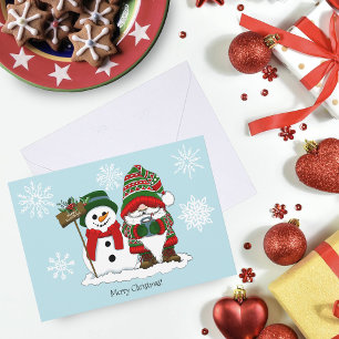Cartes Pour Fêtes Annuelles Noël Gnome Bonhomme de neige Mignon