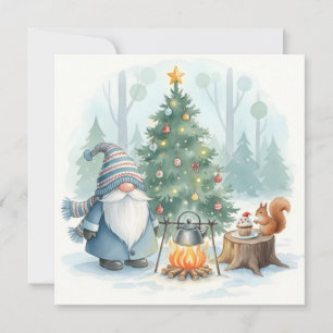 Cartes Pour Fêtes Annuelles Noël gnome fête de Noël aquarelle