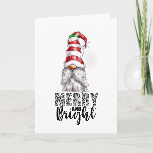 Cartes Pour Fêtes Annuelles Noël Gnome Joyeux et Lumineux (Devant)