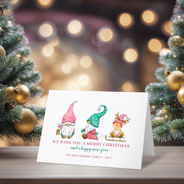 Cartes Pour Fêtes Annuelles Noël Gnomes de Noël (Cute Holiday Gnomes Christmas Card)