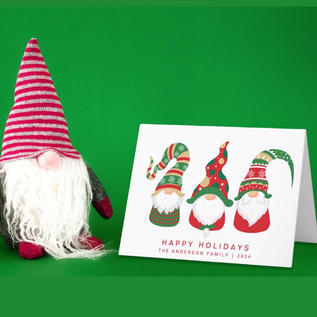 Cartes Pour Fêtes Annuelles Noël Gnomes mignons (Christmas gnomes bring joy, laughter, and a touch of magic to your holiday season cards)
