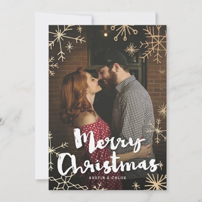 Cartes Pour Fêtes Annuelles Noël Gold Flakes (Devant)