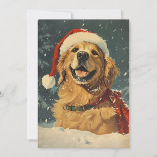 Cartes Pour Fêtes Annuelles Noël Golden Retriever