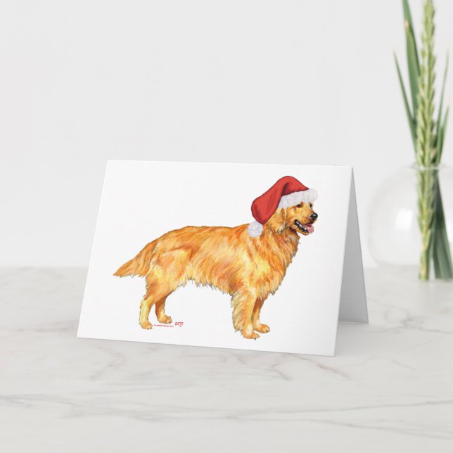 Cartes Pour Fêtes Annuelles Noël Golden Retriever (Devant)