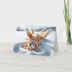 Cartes Pour Fêtes Annuelles Noël Golden Retriever Ange de neige