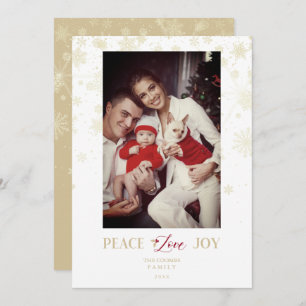 Cartes Pour Fêtes Annuelles Noël Golden Snowflakes & Holly Photo personnalisée