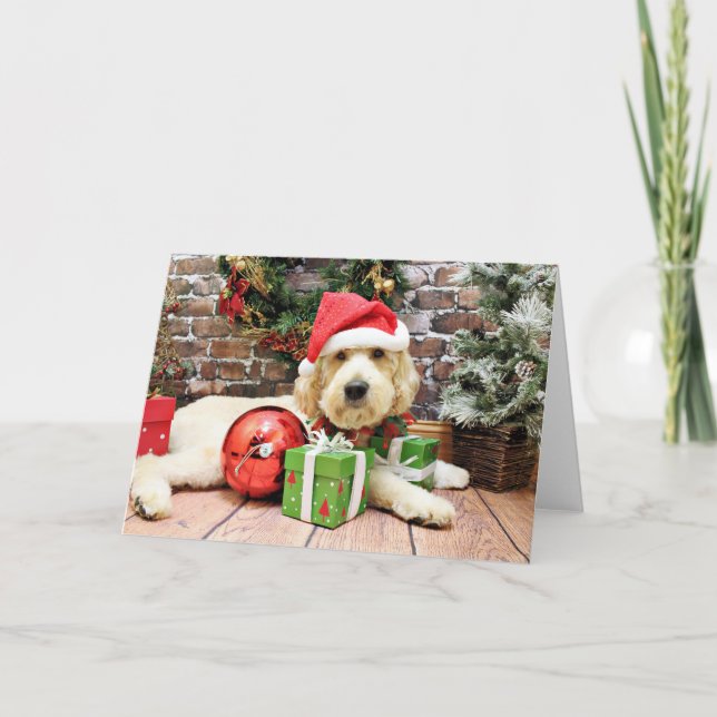 Cartes Pour Fêtes Annuelles Noël - GoldenDoodle - Gus (Devant)