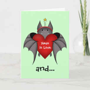 Cartes Pour Fêtes Annuelles Noël gothique drôle amoureux de chauve-souris de