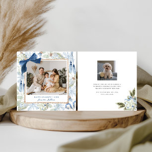 Cartes Pour Fêtes Annuelles Noël Grandmillénaire Bleu, Photo Carrée