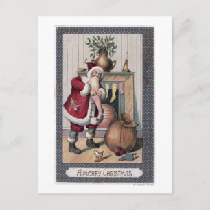 Cartes Pour Fêtes Annuelles Noël GreetingSanta bourrant des bas