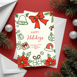 Cartes Pour Fêtes Annuelles Noël gribouillé dessiné à la main