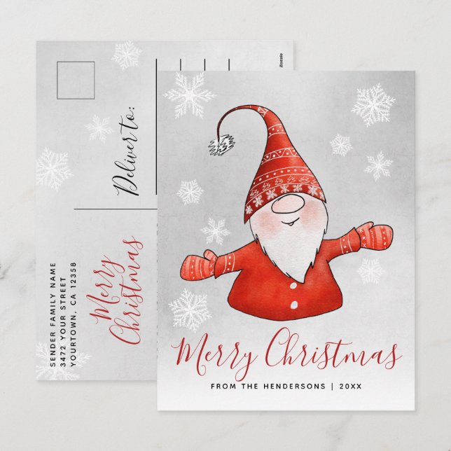 Cartes Pour Fêtes Annuelles Noël gris gris mignon (Devant / Derrière)