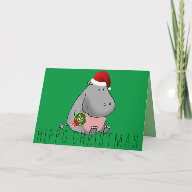 Cartes Pour Fêtes Annuelles Noël hippo (Devant)