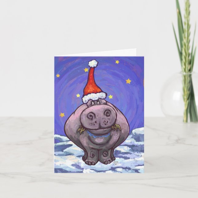Cartes Pour Fêtes Annuelles Noël Hippopotame (Devant)
