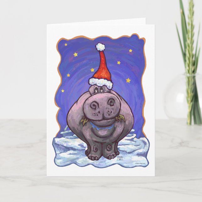Cartes Pour Fêtes Annuelles Noël Hippopotame (Devant)