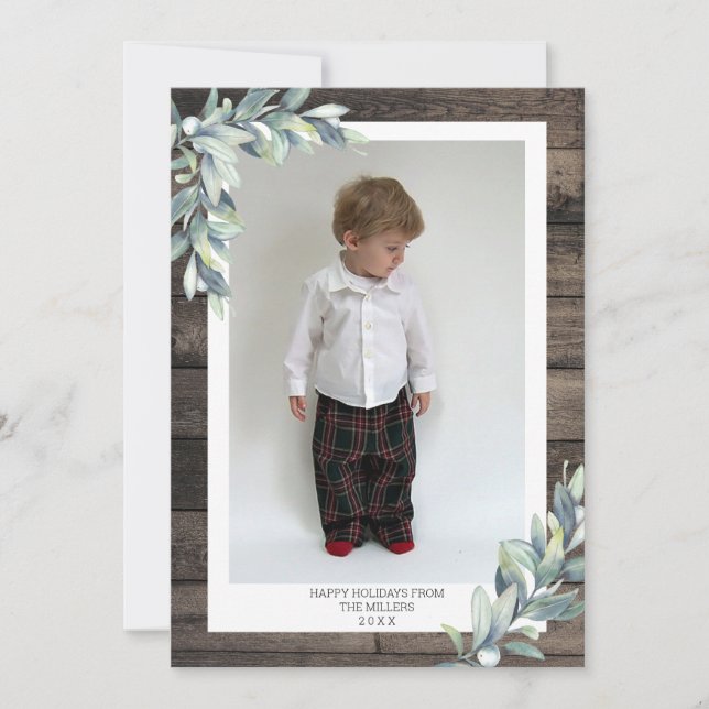 Cartes Pour Fêtes Annuelles Noël hiver Baies Joyeuses vacances Photo (Devant)