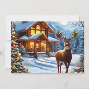 Cartes Pour Fêtes Annuelles Noël/Hiver Deer Lodge
