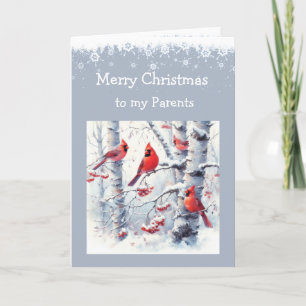 Cartes Pour Fêtes Annuelles Noël hiver Neige Arbres Cardinal Parents
