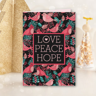 Cartes Pour Fêtes Annuelles Noël hiver Red Bird Berries Paix Holiday
