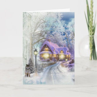 Cartes Pour Fêtes Annuelles Noël hiver Wonderland Cottage Holiday