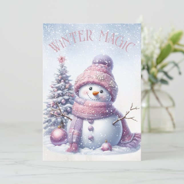Cartes Pour Fêtes Annuelles Noël hivernal de bonhomme de neige adorable (Debout devant)