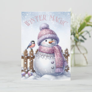 Cartes Pour Fêtes Annuelles Noël hivernal de bonhomme de neige adorable
