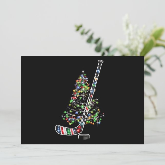 Cartes Pour Fêtes Annuelles Noël Hockey Sports Ball Chapeau de Père Noël Noël  (Debout devant)