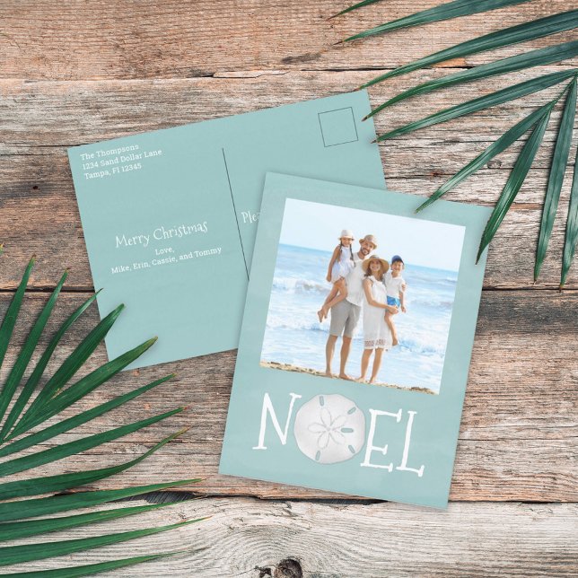 Cartes Pour Fêtes Annuelles Noël Holiday Noel Photo Simple Beach Budget (Créateur téléchargé)