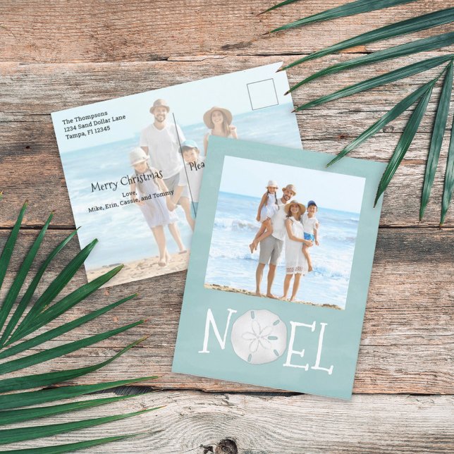 Cartes Pour Fêtes Annuelles Noël Holiday Noel Photo Simple Beach Budget (Créateur téléchargé)