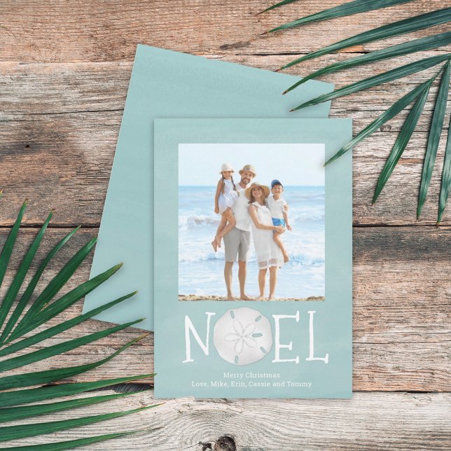 Cartes Pour Fêtes Annuelles Noël Holiday Noel Photo Simple Trendy Beach (Créateur téléchargé)
