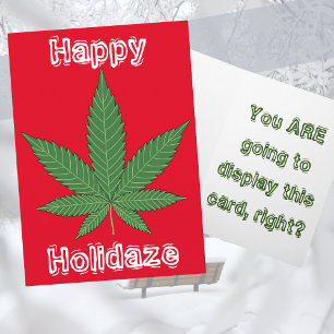Cartes Pour Fêtes Annuelles Noël Holidaze heureux de feuille de mauvaise herbe