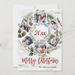 Cartes Pour Fêtes Annuelles Noël Holly Berry Birch Bark 6 PHOTO Salutation