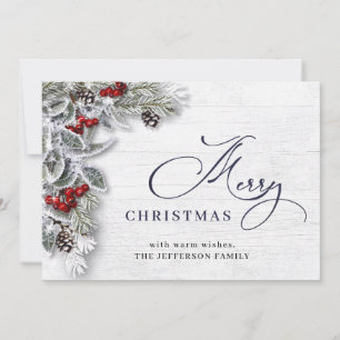 Cartes Pour Fêtes Annuelles Noël Holly Berry Pine Salutation rustique