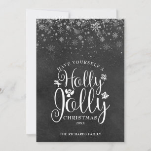 Cartes Pour Fêtes Annuelles Noël Holly Jolly Elegant Script Chalkboard