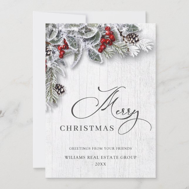 Cartes Pour Fêtes Annuelles Noël Holly Salutation d'entreprise (Devant)