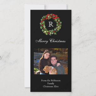 Cartes Pour Fêtes Annuelles Noël Holly Wreath Classic Black Holiday