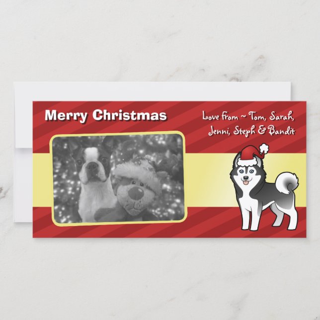 Cartes Pour Fêtes Annuelles Noël Husky sibérien / Malamute d'Alaska (Devant)