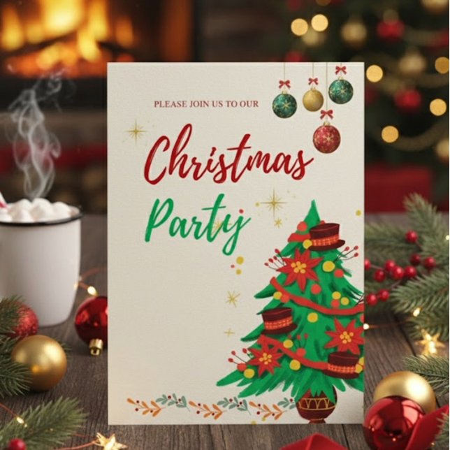 Cartes Pour Fêtes Annuelles Noël Illustratif Mignon Éditable (Créateur téléchargé)