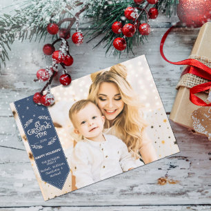 Cartes Pour Fêtes Annuelles Noël Indigo bleu happy Holidays photo