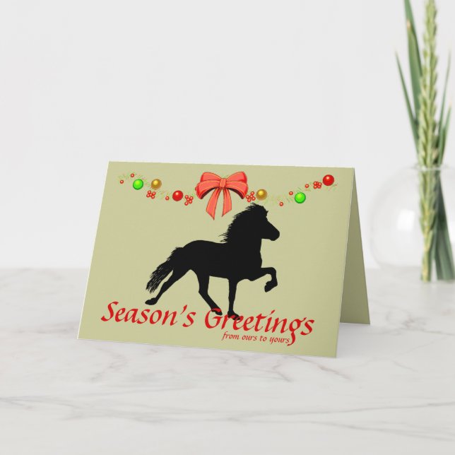 Cartes Pour Fêtes Annuelles Noël islandais de silhouette de cheval (Devant)