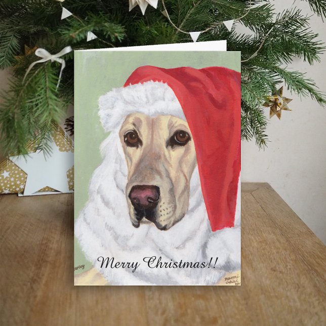 Cartes Pour Fêtes Annuelles Noël jaune de Labrador Père Noël (Yellow Labrador Santa Design Christmas Cards for Yellow Labrador Owners.  Classic Labrador Painting.)