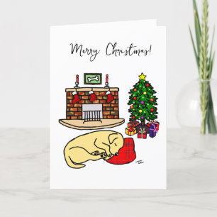 Cartes Pour Fêtes Annuelles Noël Jaune Labrador Dormir