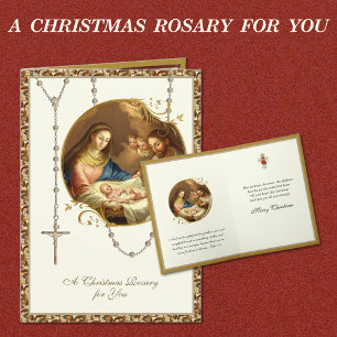 Cartes Pour Fêtes Annuelles Noël Jésus Rosaire de la Nativité Religieux Vintag