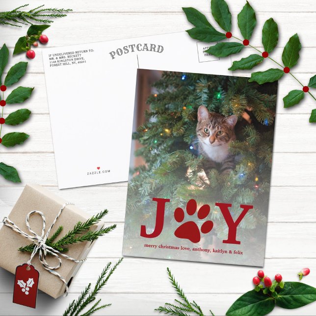 Cartes Pour Fêtes Annuelles Noël Joie | Photo de vacances pour animaux (Créateur téléchargé)