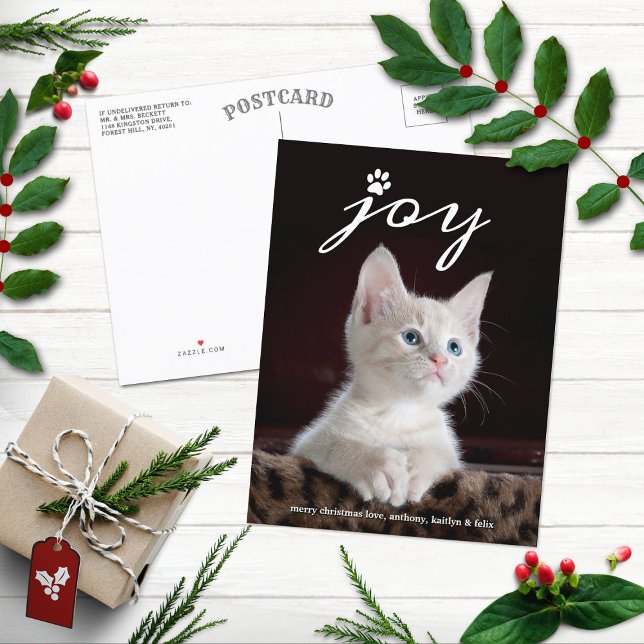 Cartes Pour Fêtes Annuelles Noël Joie | Photo de vacances pour animaux (Créateur téléchargé)